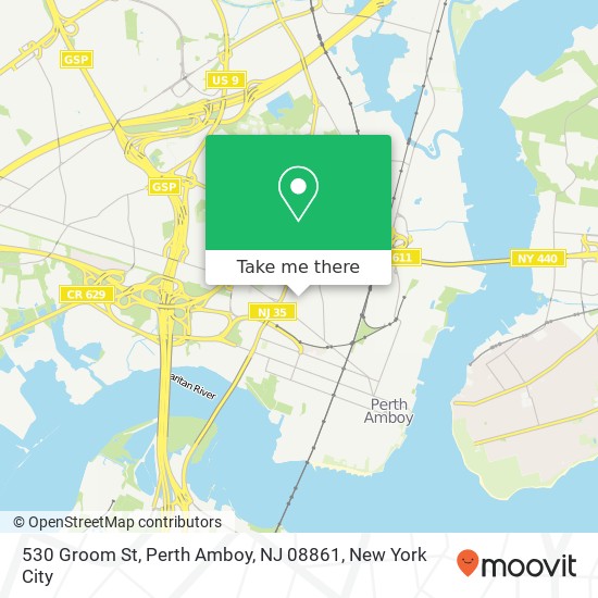 Mapa de 530 Groom St, Perth Amboy, NJ 08861