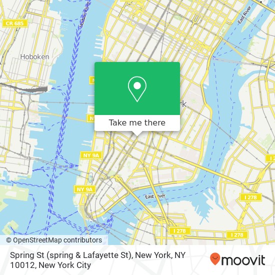 Mapa de Spring St (spring & Lafayette St), New York, NY 10012