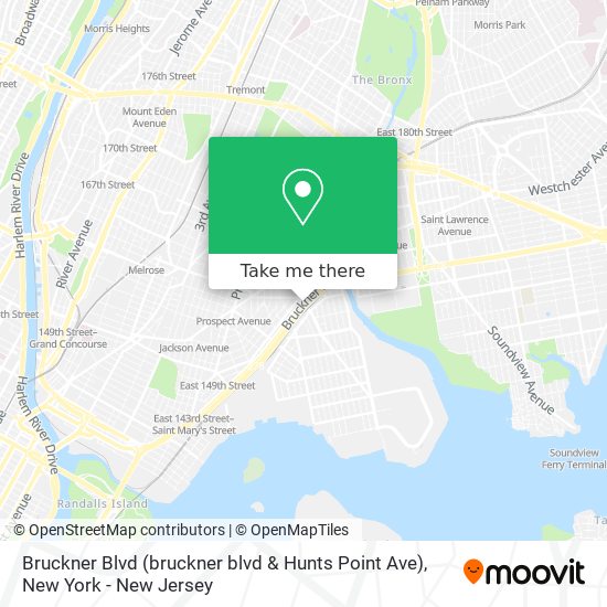 Mapa de Bruckner Blvd (bruckner blvd & Hunts Point Ave)