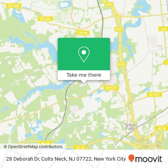 Mapa de 28 Deborah Dr, Colts Neck, NJ 07722