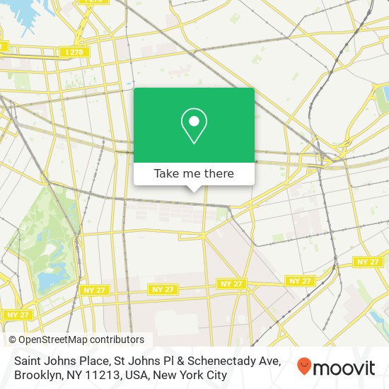 Mapa de Saint Johns Place, St Johns Pl & Schenectady Ave, Brooklyn, NY 11213, USA