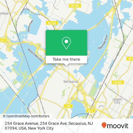 Mapa de 254 Grace Avenue, 254 Grace Ave, Secaucus, NJ 07094, USA