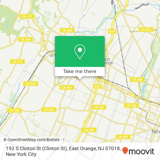 Mapa de 192 S Clinton St (Clinton St), East Orange, NJ 07018