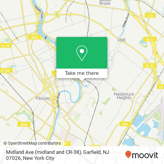 Mapa de Midland Ave (midland and CR-38), Garfield, NJ 07026