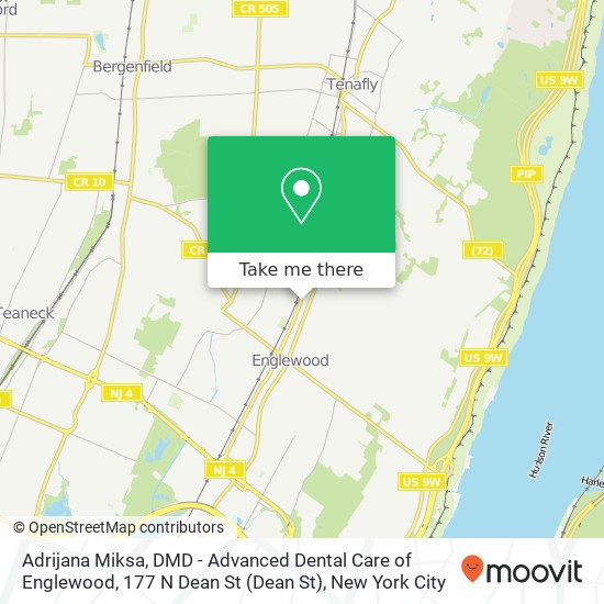 Mapa de Adrijana Miksa, DMD - Advanced Dental Care of Englewood, 177 N Dean St