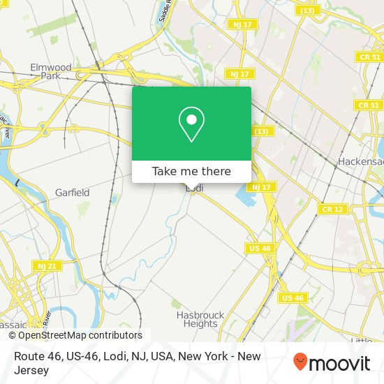 Mapa de Route 46, US-46, Lodi, NJ, USA