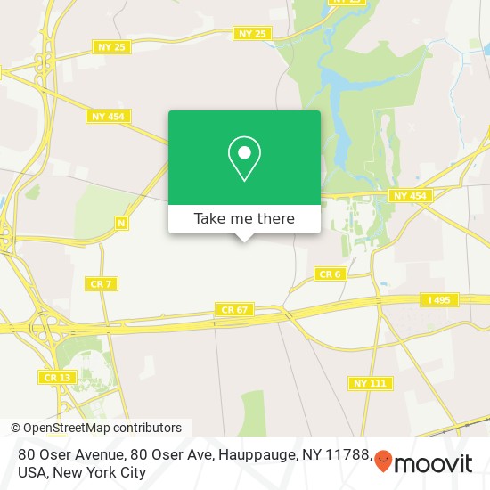 Mapa de 80 Oser Avenue, 80 Oser Ave, Hauppauge, NY 11788, USA