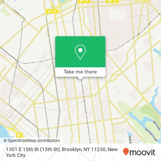 Mapa de 1301 E 15th St (15th St), Brooklyn, NY 11230