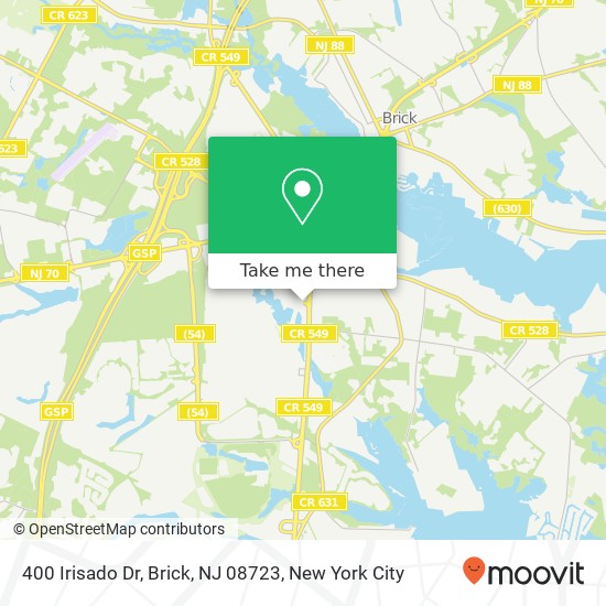 Mapa de 400 Irisado Dr, Brick, NJ 08723