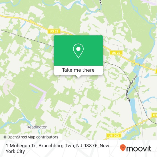 Mapa de 1 Mohegan Trl, Branchburg Twp, NJ 08876