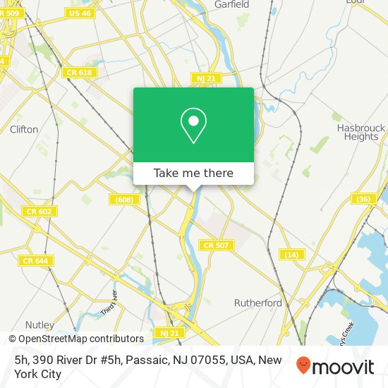 Mapa de 5h, 390 River Dr #5h, Passaic, NJ 07055, USA