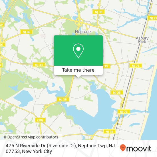 Mapa de 475 N Riverside Dr (Riverside Dr), Neptune Twp, NJ 07753
