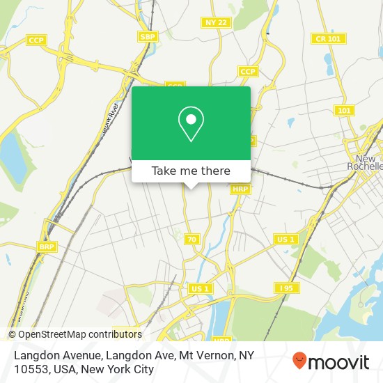 Mapa de Langdon Avenue, Langdon Ave, Mt Vernon, NY 10553, USA