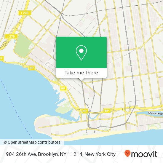 Mapa de 904 26th Ave, Brooklyn, NY 11214