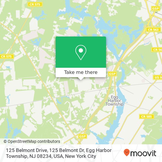 Mapa de 125 Belmont Drive, 125 Belmont Dr, Egg Harbor Township, NJ 08234, USA