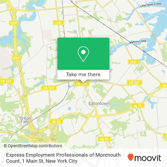 Express Employment Professionals of Monmouth Count, 1 Main St map