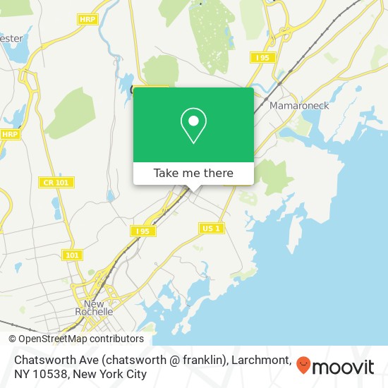 Mapa de Chatsworth Ave (chatsworth @ franklin), Larchmont, NY 10538
