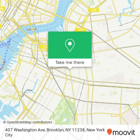 Mapa de 407 Washington Ave, Brooklyn, NY 11238