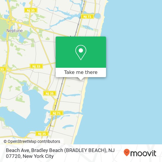 Beach Ave, Bradley Beach (BRADLEY BEACH), NJ 07720 map