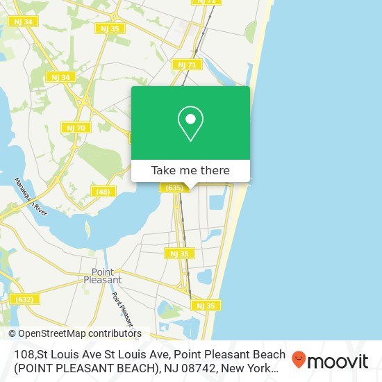 Mapa de 108,St Louis Ave St Louis Ave, Point Pleasant Beach (POINT PLEASANT BEACH), NJ 08742