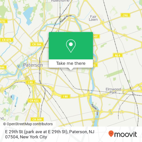 Mapa de E 29th St (park ave at E 29th St), Paterson, NJ 07504