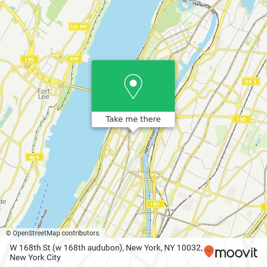Mapa de W 168th St (w 168th audubon), New York, NY 10032
