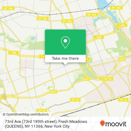 Mapa de 73rd Ave (73rd 189th street), Fresh Meadows (QUEENS), NY 11366