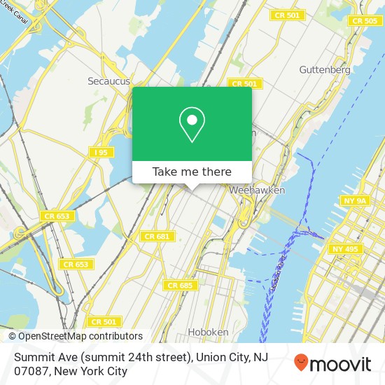 Mapa de Summit Ave (summit 24th street), Union City, NJ 07087