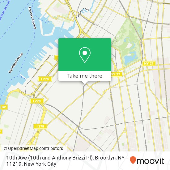 Mapa de 10th Ave (10th and Anthony Brizzi Pl), Brooklyn, NY 11219