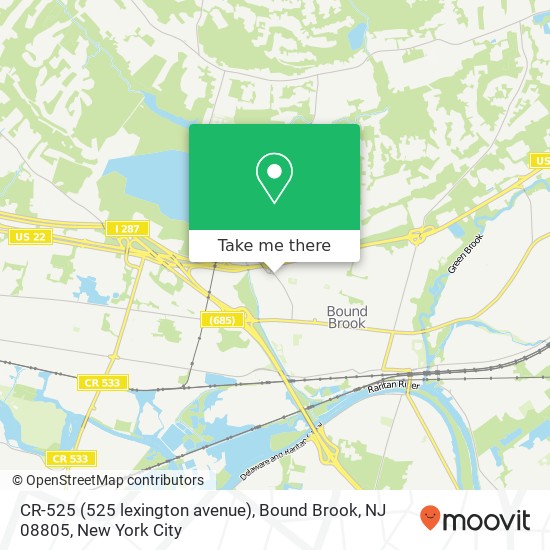 Mapa de CR-525 (525 lexington avenue), Bound Brook, NJ 08805