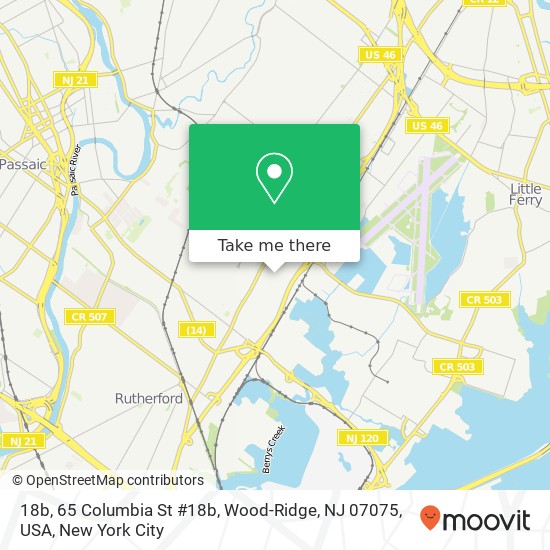 Mapa de 18b, 65 Columbia St #18b, Wood-Ridge, NJ 07075, USA