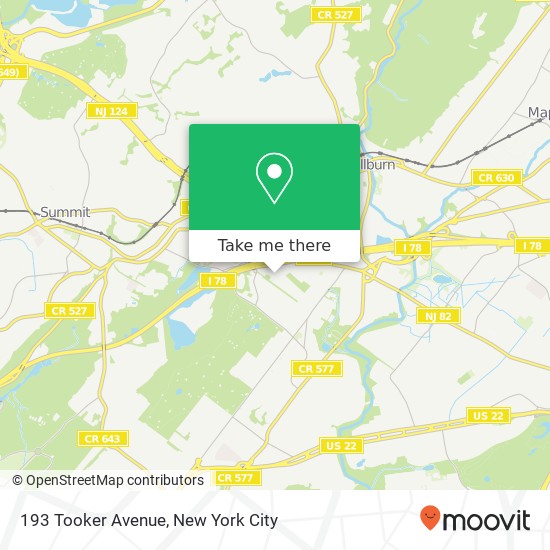 Mapa de 193 Tooker Avenue, 193 Tooker Ave, Springfield Township, NJ 07081, USA