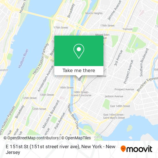 E 151st St (151st street river ave) map