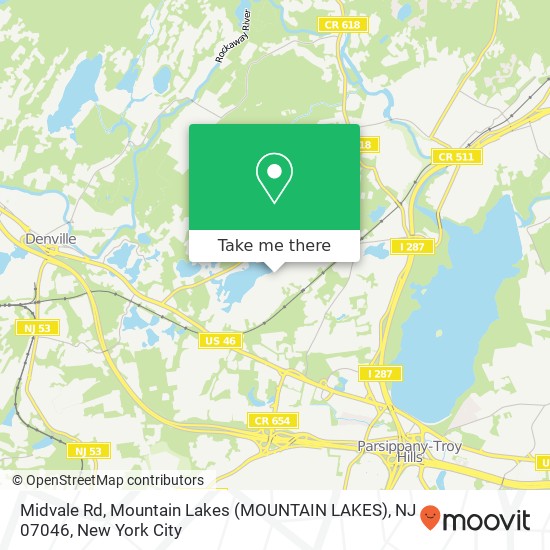 Midvale Rd, Mountain Lakes (MOUNTAIN LAKES), NJ 07046 map