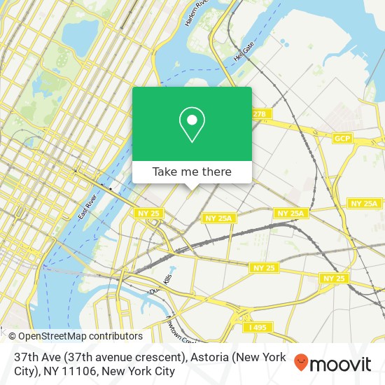 37th Ave (37th avenue crescent), Astoria (New York City), NY 11106 map