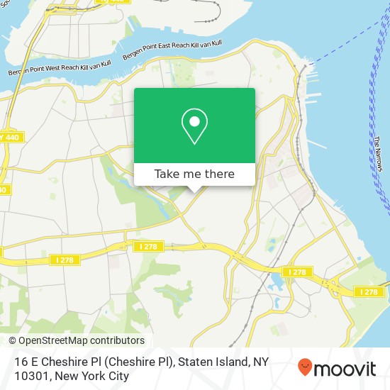 Mapa de 16 E Cheshire Pl (Cheshire Pl), Staten Island, NY 10301