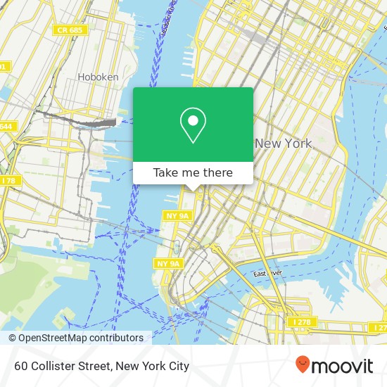 Mapa de 60 Collister Street, 60 Collister St, New York, NY 10013, USA