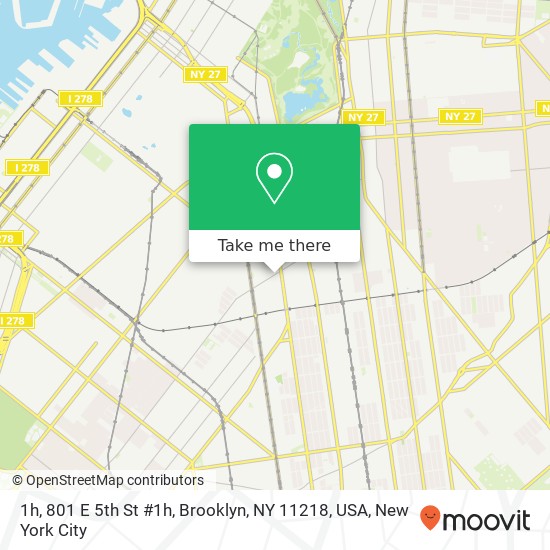 Mapa de 1h, 801 E 5th St #1h, Brooklyn, NY 11218, USA