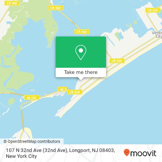 Mapa de 107 N 32nd Ave (32nd Ave), Longport, NJ 08403