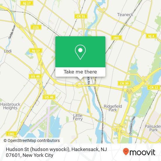 Mapa de Hudson St (hudson wysocki), Hackensack, NJ 07601