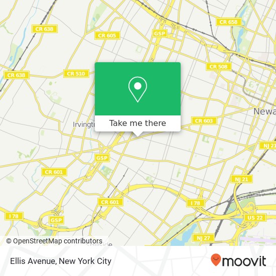 Ellis Avenue, Ellis Ave, Irvington, NJ 07111, USA map