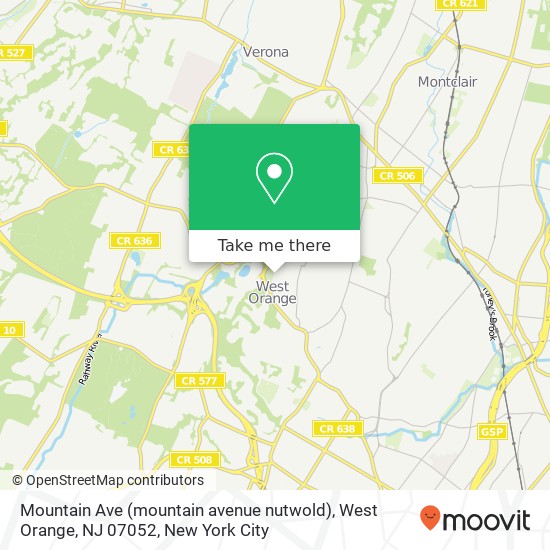 Mountain Ave (mountain avenue nutwold), West Orange, NJ 07052 map
