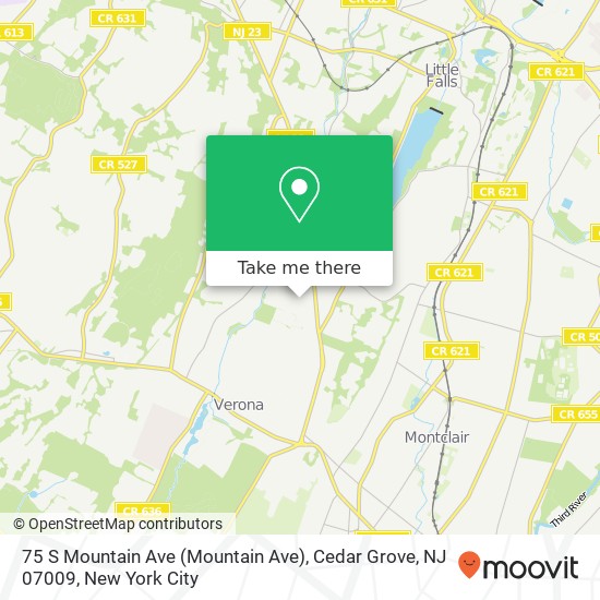 Mapa de 75 S Mountain Ave (Mountain Ave), Cedar Grove, NJ 07009