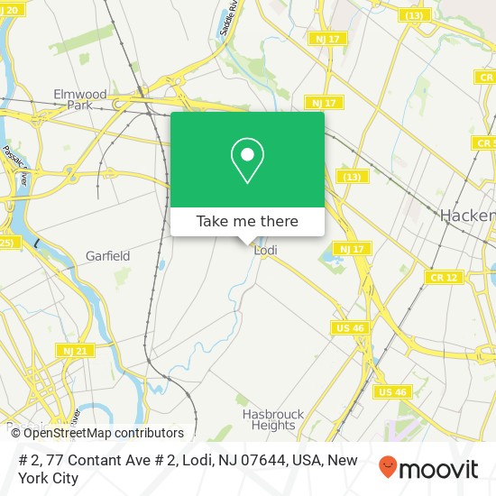 Mapa de # 2, 77 Contant Ave # 2, Lodi, NJ 07644, USA