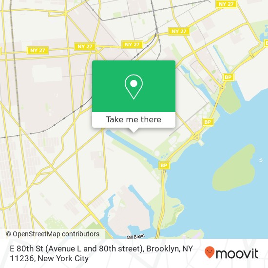 Mapa de E 80th St (Avenue L and 80th street), Brooklyn, NY 11236