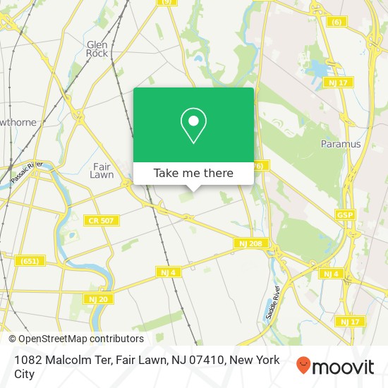 1082 Malcolm Ter, Fair Lawn, NJ 07410 map