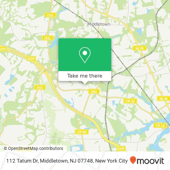 Mapa de 112 Tatum Dr, Middletown, NJ 07748