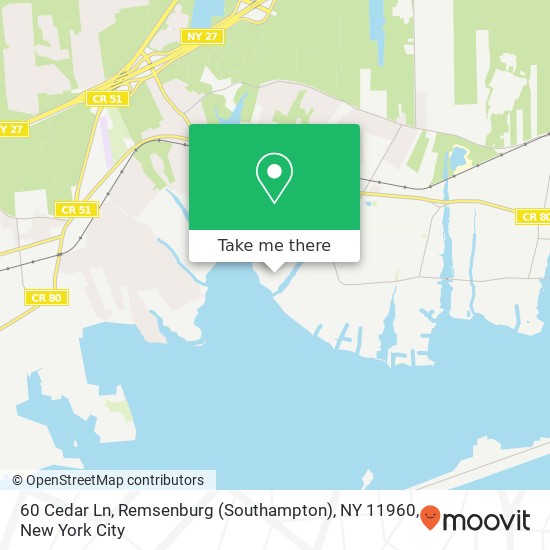 Mapa de 60 Cedar Ln, Remsenburg (Southampton), NY 11960