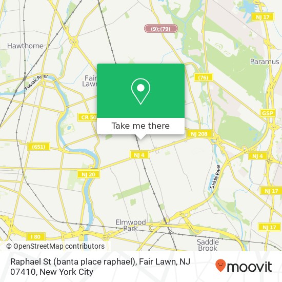 Mapa de Raphael St (banta place raphael), Fair Lawn, NJ 07410