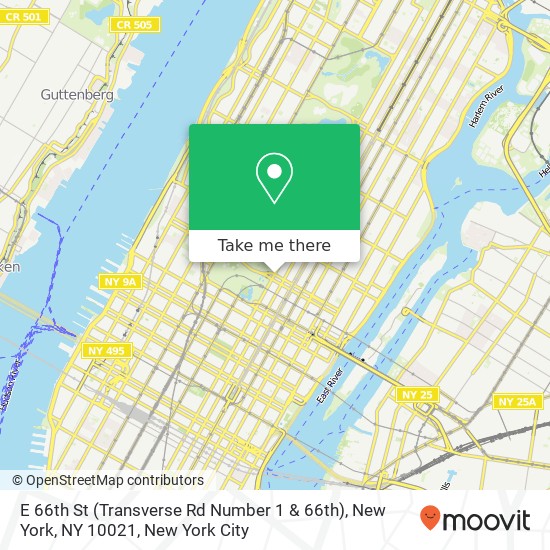 Mapa de E 66th St (Transverse Rd Number 1 & 66th), New York, NY 10021